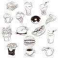 Hand draw foods in doodle style