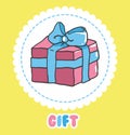 Hand draw Gift icon vector. Pink present box with bow Royalty Free Stock Photo