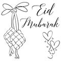 Hand draw greeting card Eid Mubarak Royalty Free Stock Photo