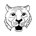 Hand draw head tiger in black and white style