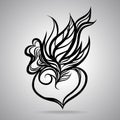Hand Draw Heart Leaf ink Royalty Free Stock Photo