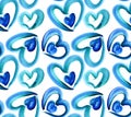 Hand draw hearts pattern. Seamless watercolor hearts pattern. Abstract watercolor pattern Royalty Free Stock Photo