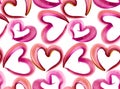 Hand draw hearts pattern. Seamless watercolor hearts pattern. Royalty Free Stock Photo