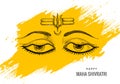 Hand draw hindu maha shivratri lord shiva eyes sketch card design