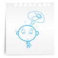 Human working tired cartoon_on paper Note Royalty Free Stock Photo