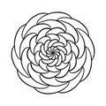 Black outline stroke circle flowre shape mandala art on white background Royalty Free Stock Photo