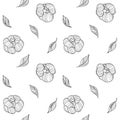 Hand draw line seamless vector pattern flowers set. Peony illustration. Logo design. For wedding cards, invitation card Royalty Free Stock Photo