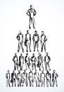 Vector drawing. Business pyramid of employees