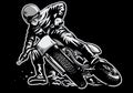 Hand draw of man riding a flat track motorcycle race