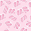 Hand draw marshmallow twists seamless pattern vector illustration. Pastel colored sweet chewy candies background. Royalty Free Stock Photo