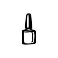 Hand draw nail Polish bottle Icon. Black nail Polish Silhouette isolated on White Background Royalty Free Stock Photo