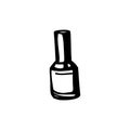 Hand draw nail Polish bottle Icon. Black nail Polish Silhouette isolated on White Background Royalty Free Stock Photo