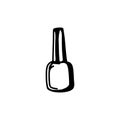 Hand draw nail Polish bottle Icon. Black nail Polish Silhouette isolated on White Background Royalty Free Stock Photo