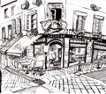Hand draw paris coffee shop Royalty Free Stock Photo