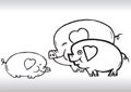 Hand draw pig family love Royalty Free Stock Photo