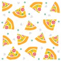 Hand draw pizza. Doodle pizza pattern background. Fast food vector pattern or your web site design, app, UI