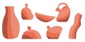 Hand Draw Pottery Vase, Clay Crockery and Pots. Trendy Collage for Decoration in Ecological Style