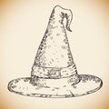 Hand Draw Realistic Witch Hat