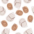 Hand draw seamless pattern with marzipan and almond