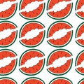 Hand draw seamless pattern of watermelon. Vector illustration