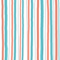 Hand draw seamless striped vertical line pattern blue, orange, black pastel color on white background Royalty Free Stock Photo