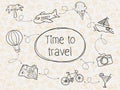 Hand draw seamless summer travel background Royalty Free Stock Photo