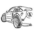 Hand draw simple sketch car vector illustration.