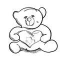 Hand draw simple sketch teddy bear