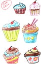 Hand draw sketch, cup cake Royalty Free Stock Photo