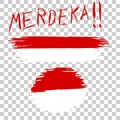 Hand Draw Sketch, Indonesia Flag with `Merdeka` Freedom in Indonesia Language Yell