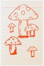 Hand draw sketch, mushrooms