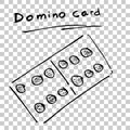 Hand Draw Sketch of one Domino Card at Transparent Effect Background Royalty Free Stock Photo