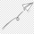 Hand draw sketch of paper plane, at transparent effect background