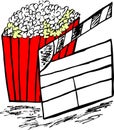 Hand draw sketch of pop corn at blue Royalty Free Stock Photo