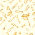 Hand Draw Sketch Seamless Background, Cook Ware, for wallpaper, backdrop, wrapping paper or other Royalty Free Stock Photo
