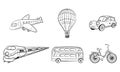 Hand draw sketch Transportation Travel icons Royalty Free Stock Photo