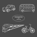 Hand draw sketch Transportation Travel icons Royalty Free Stock Photo