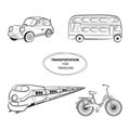 Hand draw sketch Transportation Travel icons Royalty Free Stock Photo