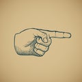 Hand draw sketch vintage index finger vector Royalty Free Stock Photo