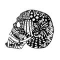 Hand draw a skull zentangle trend patterns