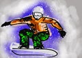 Hand draw snowboarding