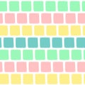 Hand Draw Squares Pattern Kids Blue, Pink, Mint, Yellow. Vector Endless Background pencil Texture of squares