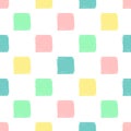 Hand Draw Squares Pattern Kids Blue, Pink, Mint, Yellow. Vector Endless Background pencil Texture of squares