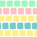 Hand Draw Squares Pattern Kids Blue, Pink, Mint, Yellow. Vector Endless Background pencil Texture of squares