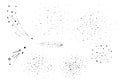 Hand draw starry elements. Stars cluster, falling stars. Sketched vector elements for universe and astrology