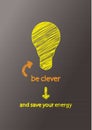 Hand draw stylized llight bulb with arrow and space for your mes