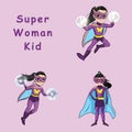 Hand draw super woman kid