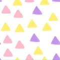 Hand Draw Triangle Pattern Kids purple, Pink, Yellow. Vector Endless Background pencil Texture