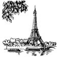 Hand Draw vector Eiffel Tower Royalty Free Stock Photo