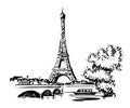 Hand Draw vector Eiffel Tower Royalty Free Stock Photo